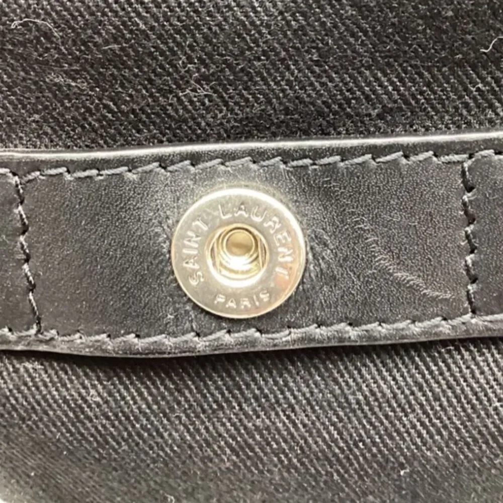Saint Laurent Noe Patched Backpack in Black Cotton